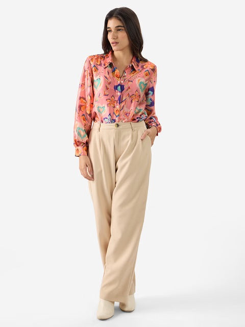 Satin Floral Ink Women Shirts