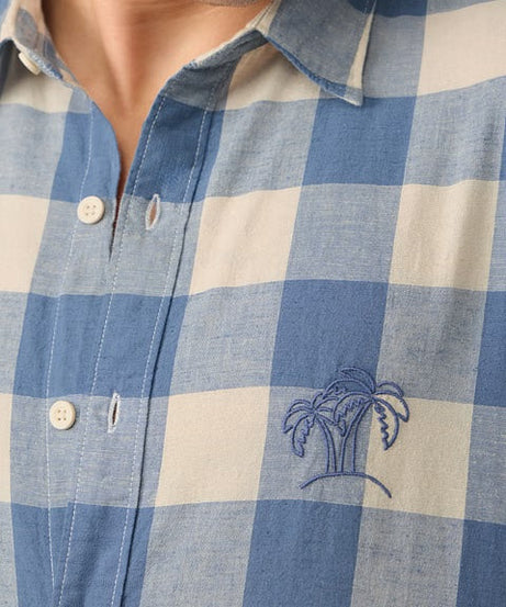 Checks Blue Sails Cotton Linen Shirts
