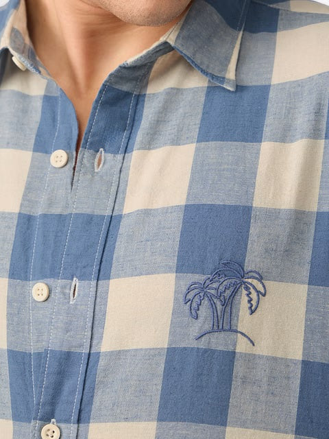 Checks Blue Sails Cotton Linen Shirts