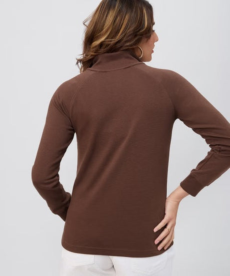 Solids Deep Brown Women Ribbed Henley T-Shirts