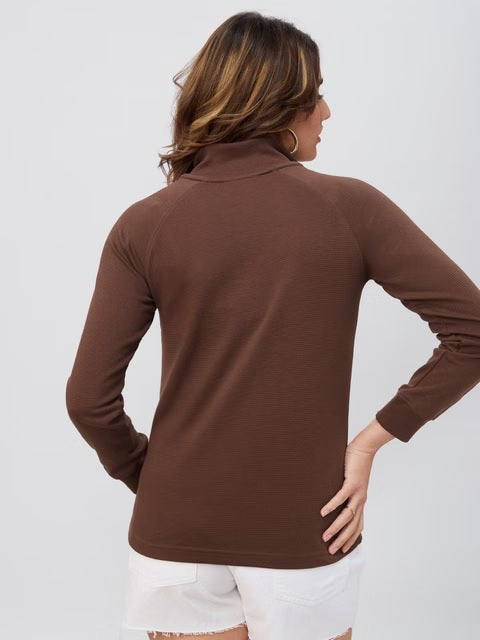 Solids Deep Brown Women Ribbed Henley T-Shirts