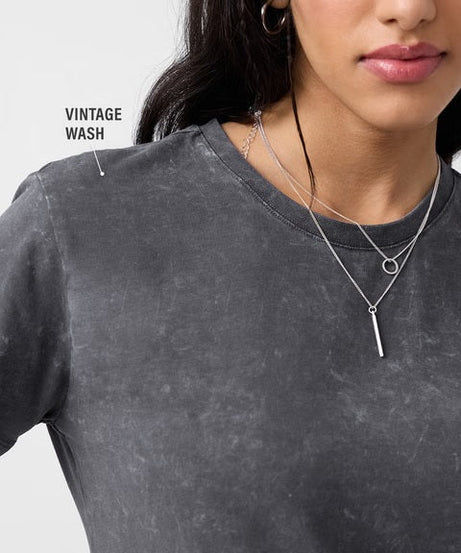 Solids Charcoal Grey Women T-Shirts