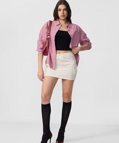 Cotton Linen Stripes Roselle Women Boyfriend Shirts