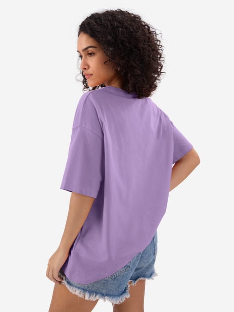 Solids Lavender Purple Women Oversized T-Shirts
