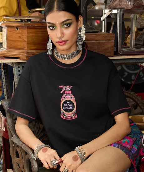 Desi Rebel Nazar Repellent Women Oversized T-Shirts