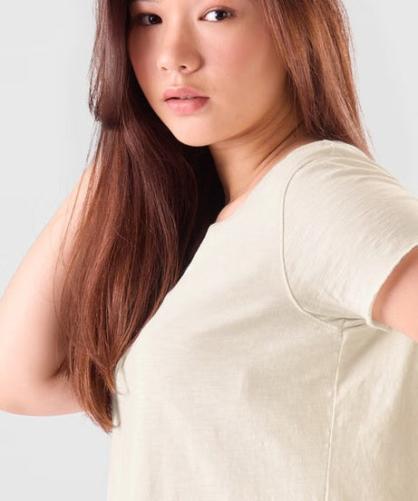 Slub Off-white Women Relaxed Fit T-Shirts