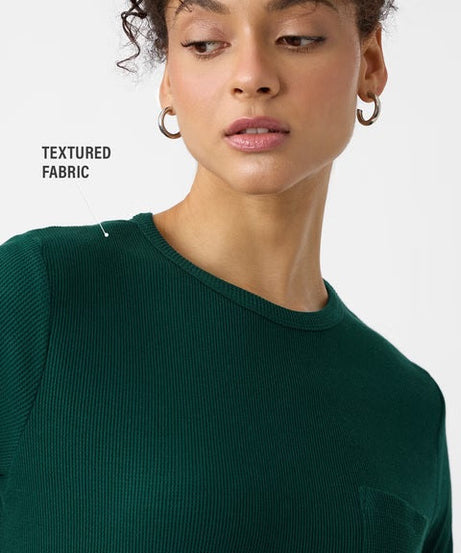 Textured Lush Green Women Relaxed Fit T-Shirts