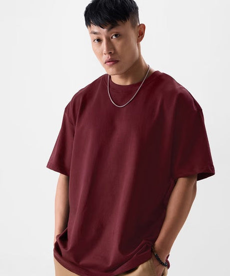Solids Maroon Oversized T-Shirts