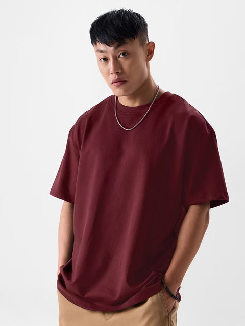 Solids Maroon Oversized T-Shirts