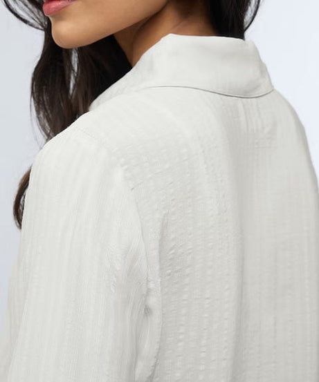 Side Rouching Off White Women Shirts