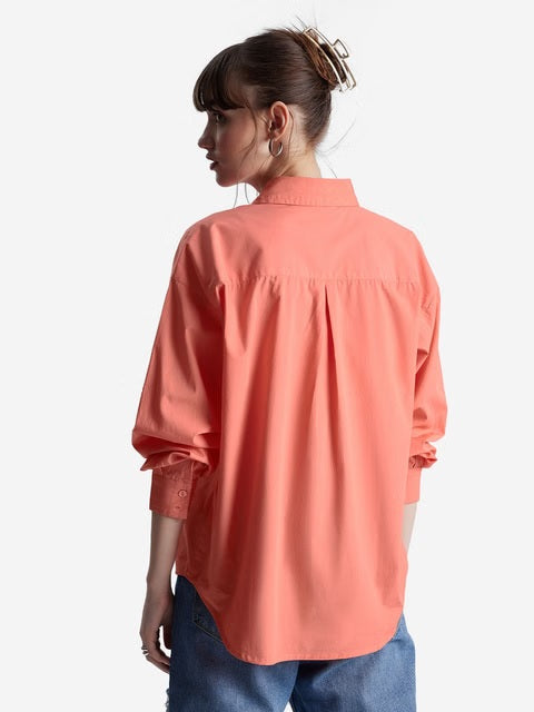 Solids Fusion Coral Women Boyfriend Shirts