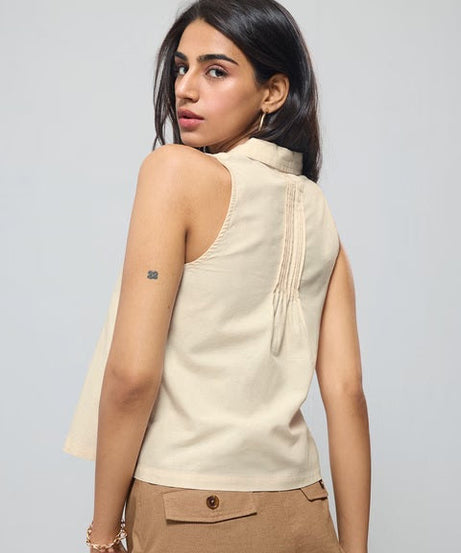 Cotton Linen Lemon Vibe Women Shirts