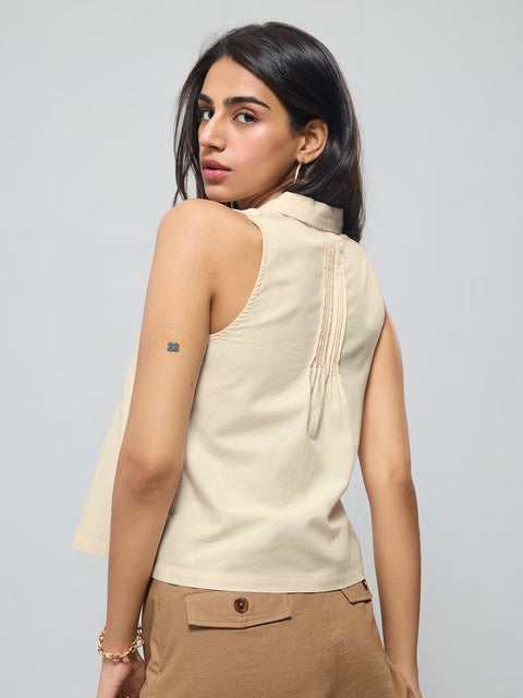 Cotton Linen Lemon Vibe Women Shirts