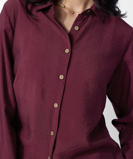 Back Tie Up Claret Women Shirts
