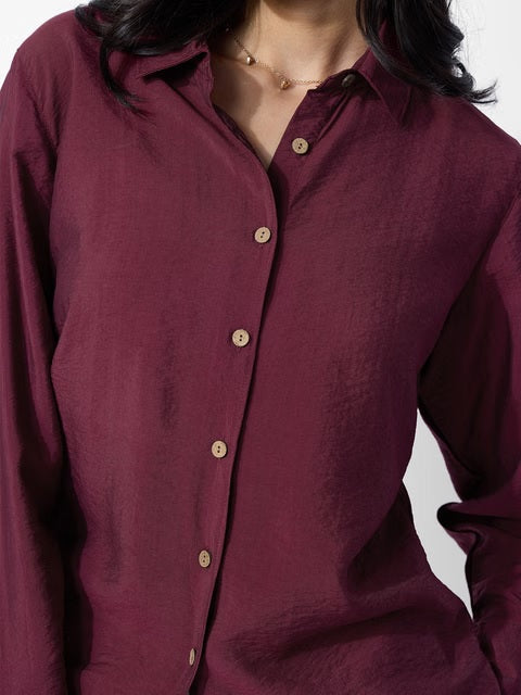 Back Tie Up Claret Women Shirts
