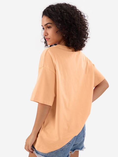 Solids Fuzzy Peach Women Oversized T-Shirts