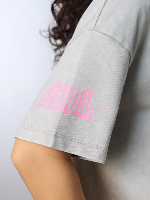 DC Batgirl Acid-Washed Women Oversized T-Shirts