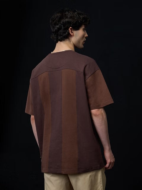 Colourblock Mocha Oversized T-Shirts