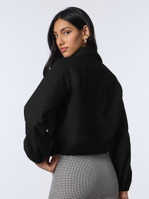 Cotton Linen Carbon Black Women Shackets