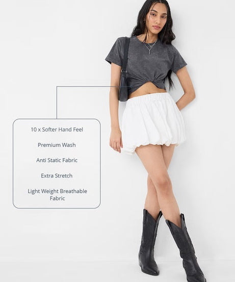 Solids Charcoal Grey Women T-Shirts