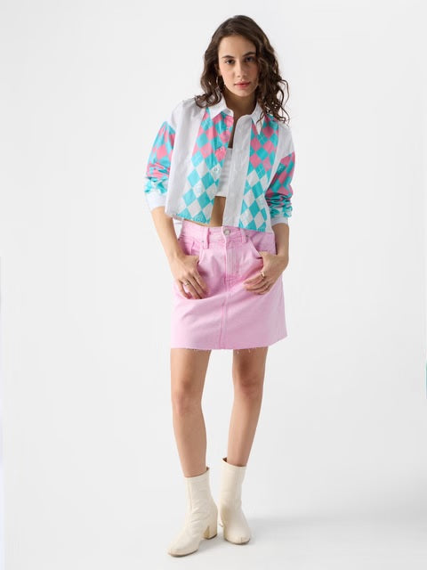 Checks Pink and Blue Women Boyfriend Shirts