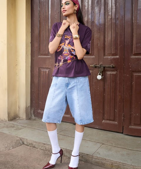 Desi Rebel Hustle Nari Women Relaxed Fit T-Shirts