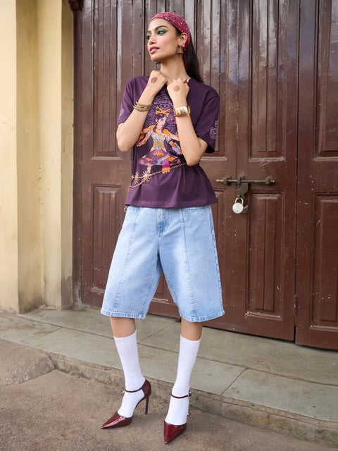 Desi Rebel Hustle Nari Women Relaxed Fit T-Shirts