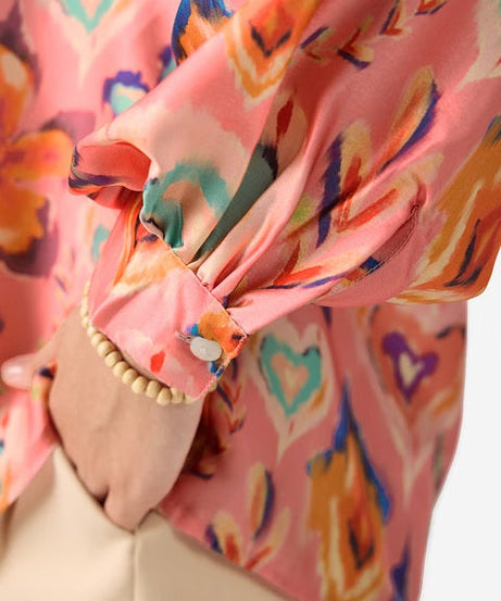 Satin Floral Ink Women Shirts