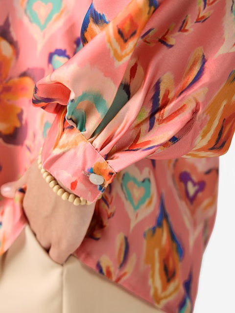 Satin Floral Ink Women Shirts