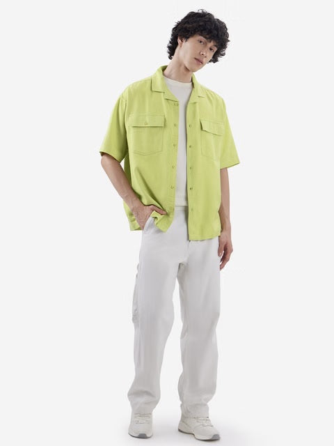 Solids Lime Green Oversized Shirts
