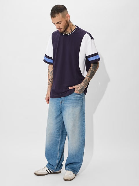 Colourblock Sapphire Oversized T-Shirts