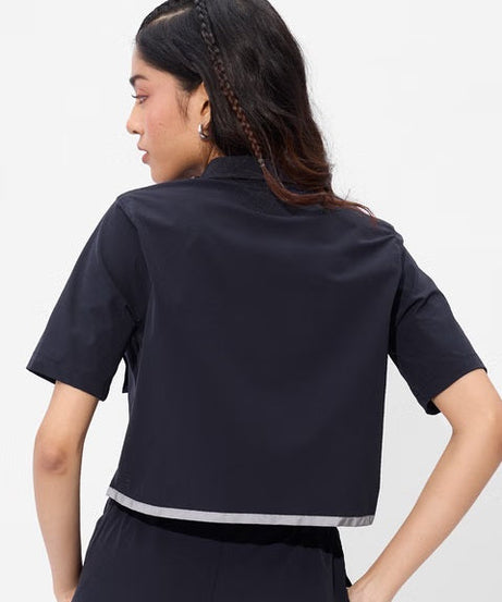 Solids Classic Navy Women Cropped Shirts