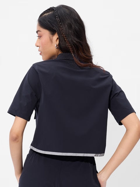 Solids Classic Navy Women Cropped Shirts
