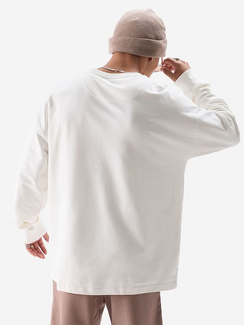 Solids White Oversized Full Sleeve T-Shirts