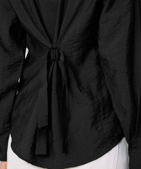 Back Tie Up Black Women Shirts