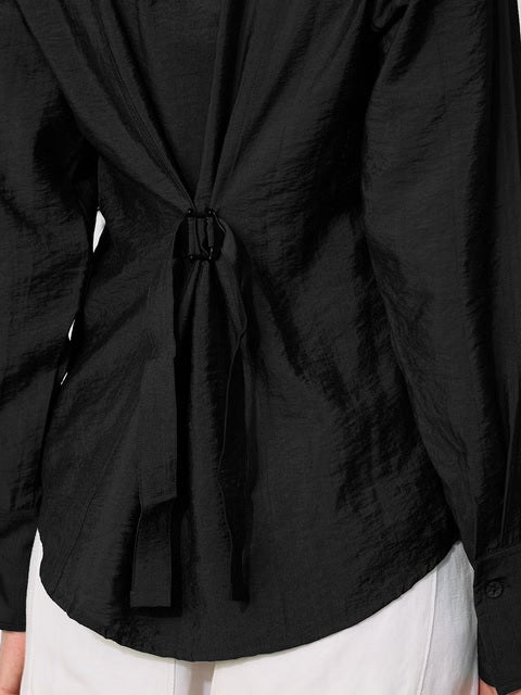 Back Tie Up Black Women Shirts