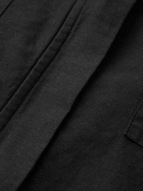 Cotton Linen Carbon Black Women Shackets