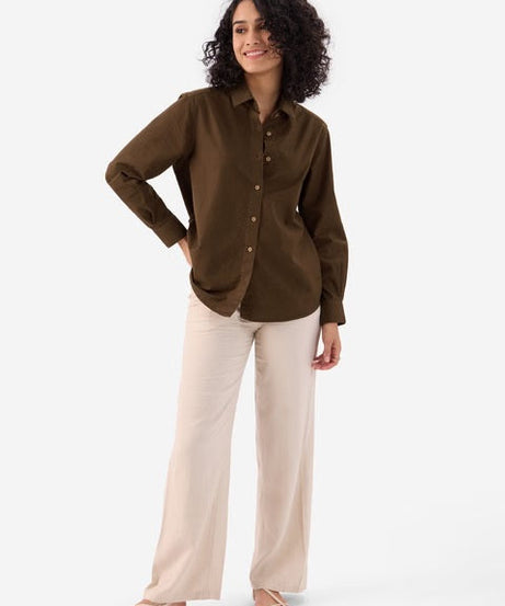 Cotton Linen Chestnut Women Shirts
