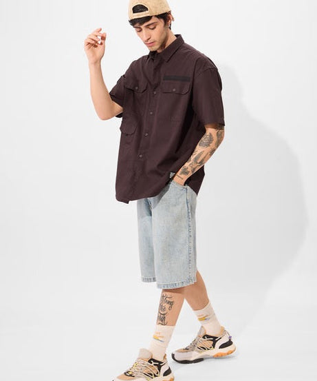 Solids Oak Brown Oversized Shirts