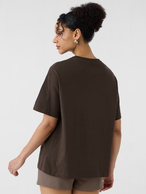 Solids Deep Brown Women Oversized T-Shirts