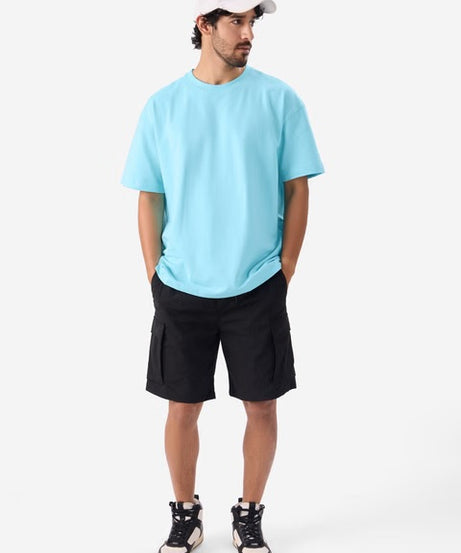 Solids Airy Blue Oversized T-Shirts