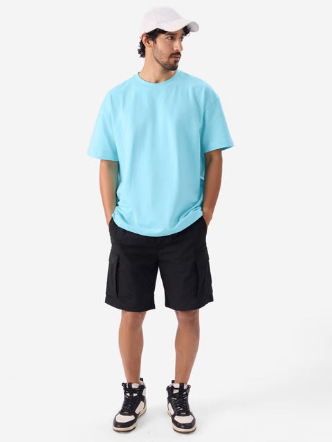 Solids Airy Blue Oversized T-Shirts