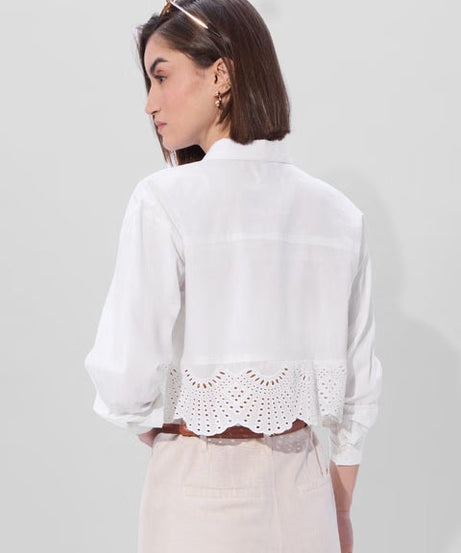 Cutwork Ivory Women Cropped Shirts