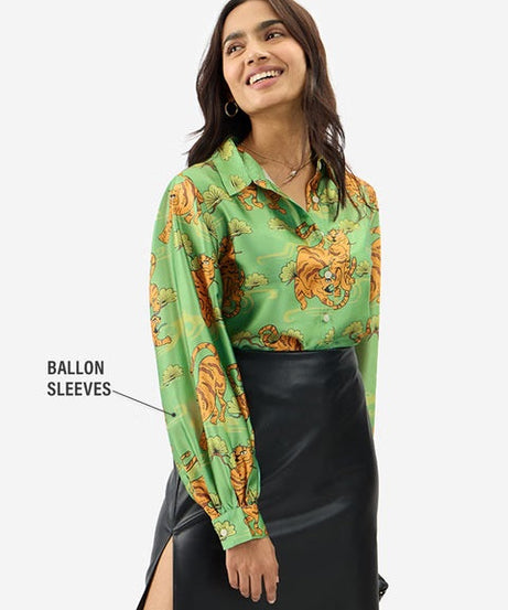 Satin Folk Tiger Women Shirts