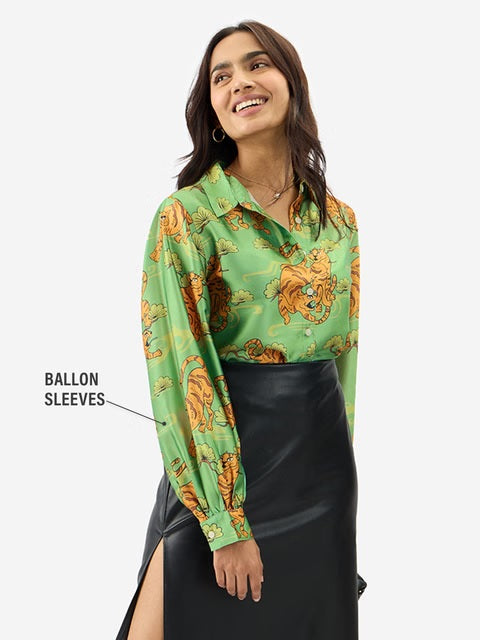 Satin Folk Tiger Women Shirts