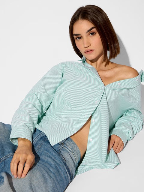 Striped Seaside Women Boyfriend Shirts