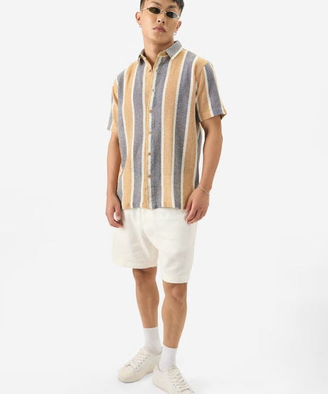 Stripes Firelight Men Textured Shirts