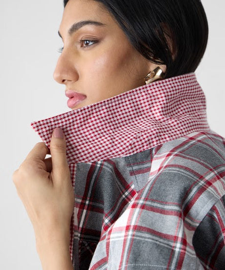 Plaid Garnet Women Shackets