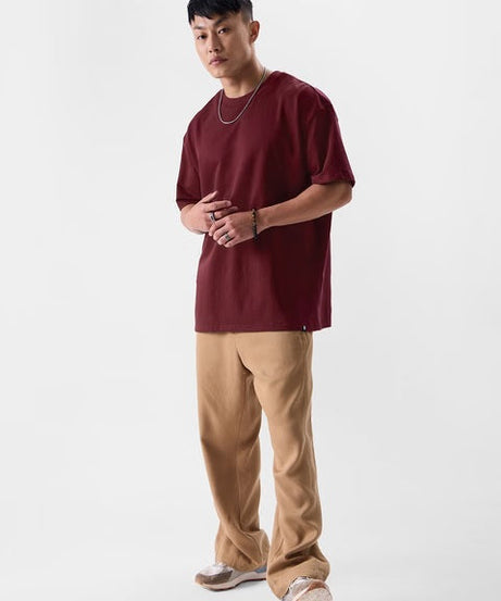 Solids Maroon Oversized T-Shirts