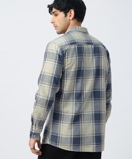 Checks Blue Topaz Cotton Linen Shirts